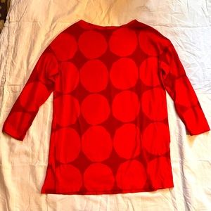 Marimekko Uniqlo Womens Top Small Red Circles Tunic Cotton Long Sleeve Pullover